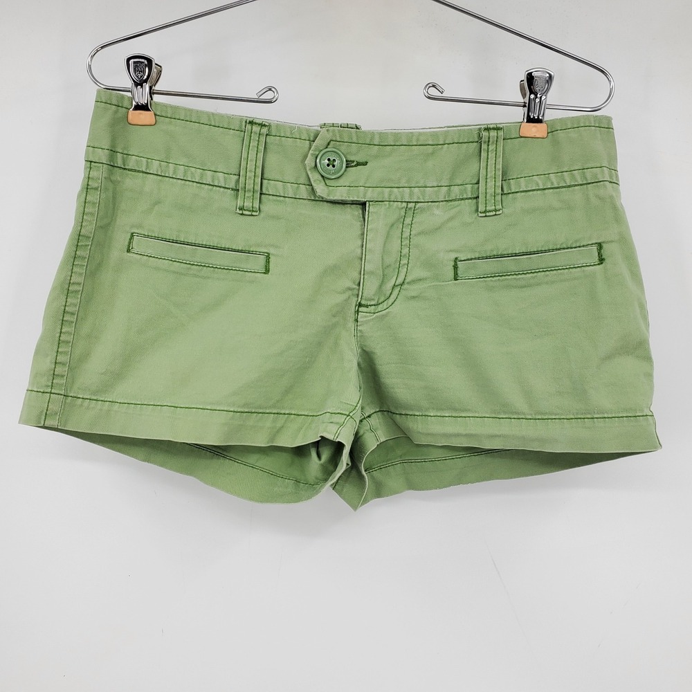 Vintage American Eagle Y2K Green Micro Low Rise Shorts Size 2 Grunge Preppy